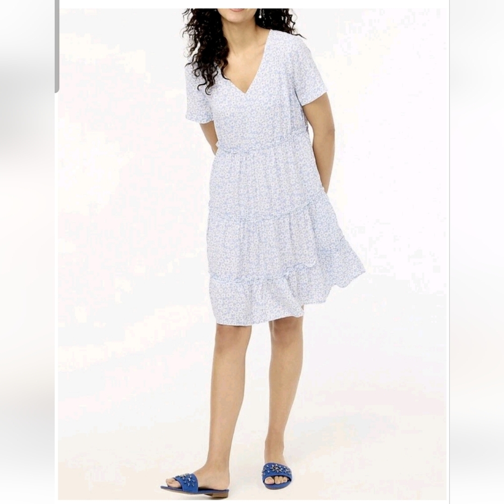J Crew Factory Soft Blue Floral Mini Dress